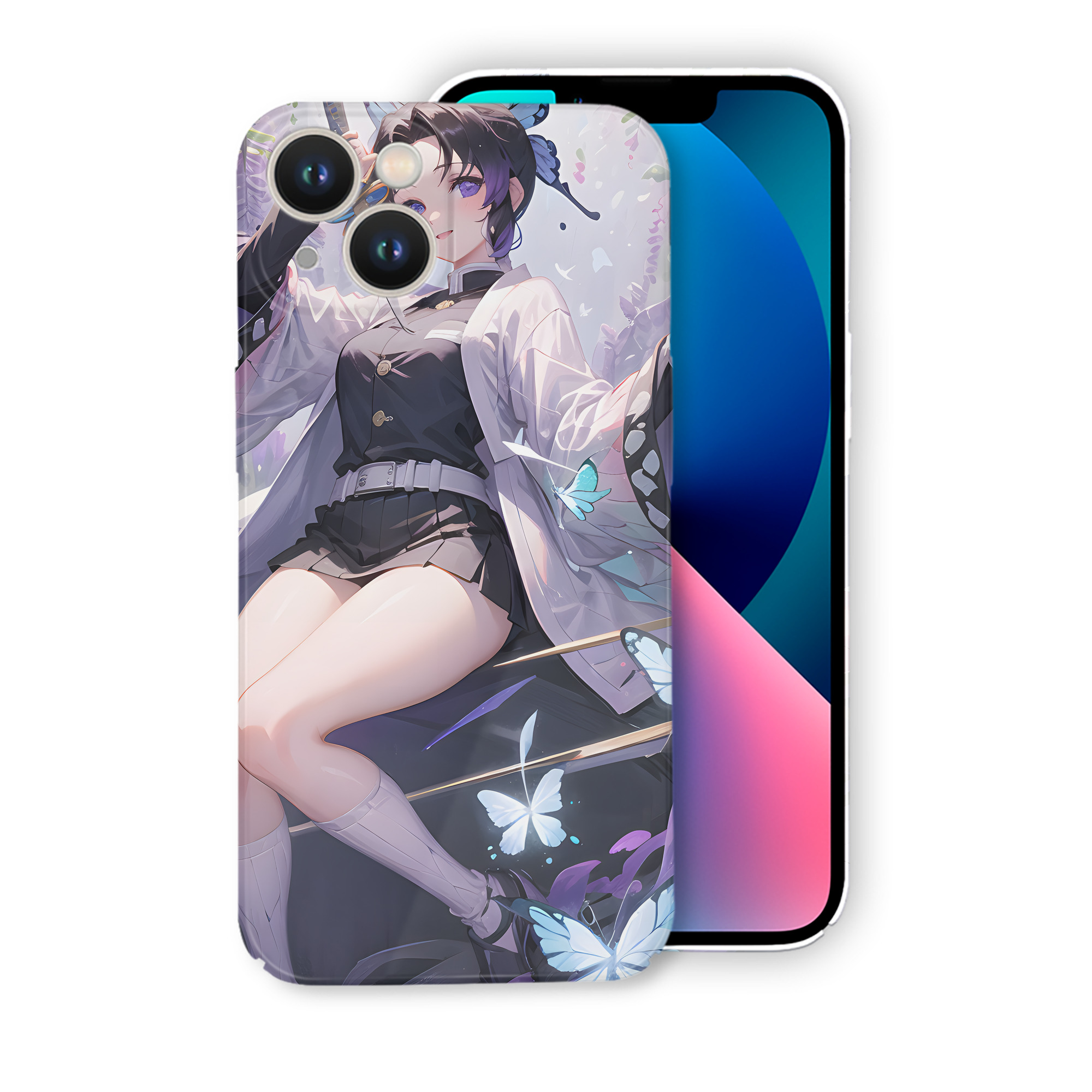 （画像用） 鬼滅の刃（きめつのやいば）蟲柱-胡蝶 しのぶ／こちょう しのぶ Kochou Shinobu 【iPhone 14シリーズ対応】ハードケース